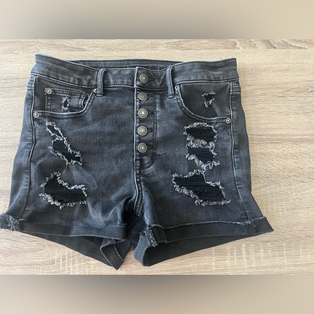 American Eagle Outfitters Black Distressed Jean Shorts